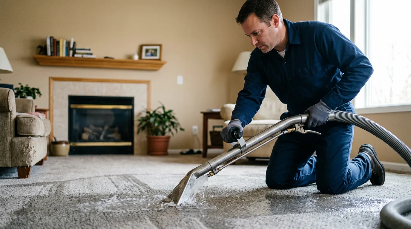 Water damage restoration technician working near Warwick, ND